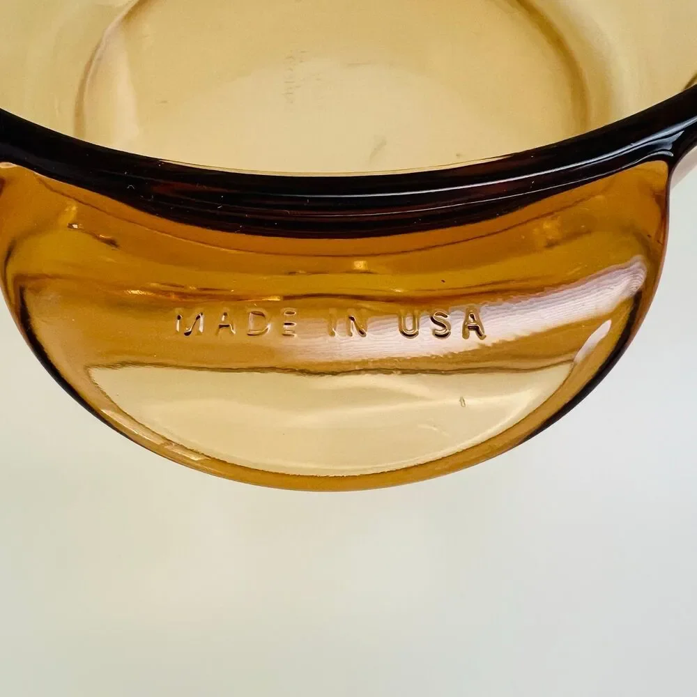 VISIONS Corning USA Amber Glass 1174 Casserole Dish 1 Qt With Lid